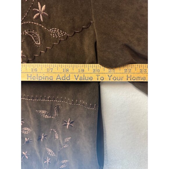 Teddi Embroidered Brown Jacket XL Polyester Spandex Zip-Up Floral Decorations - Picture 6 of 11